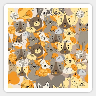 Cute Cats Orange and Grey Sticker